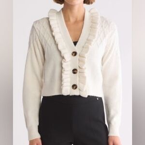 [NWT] Elie Tahari Ruffle Cropped Ruffle Cardigan